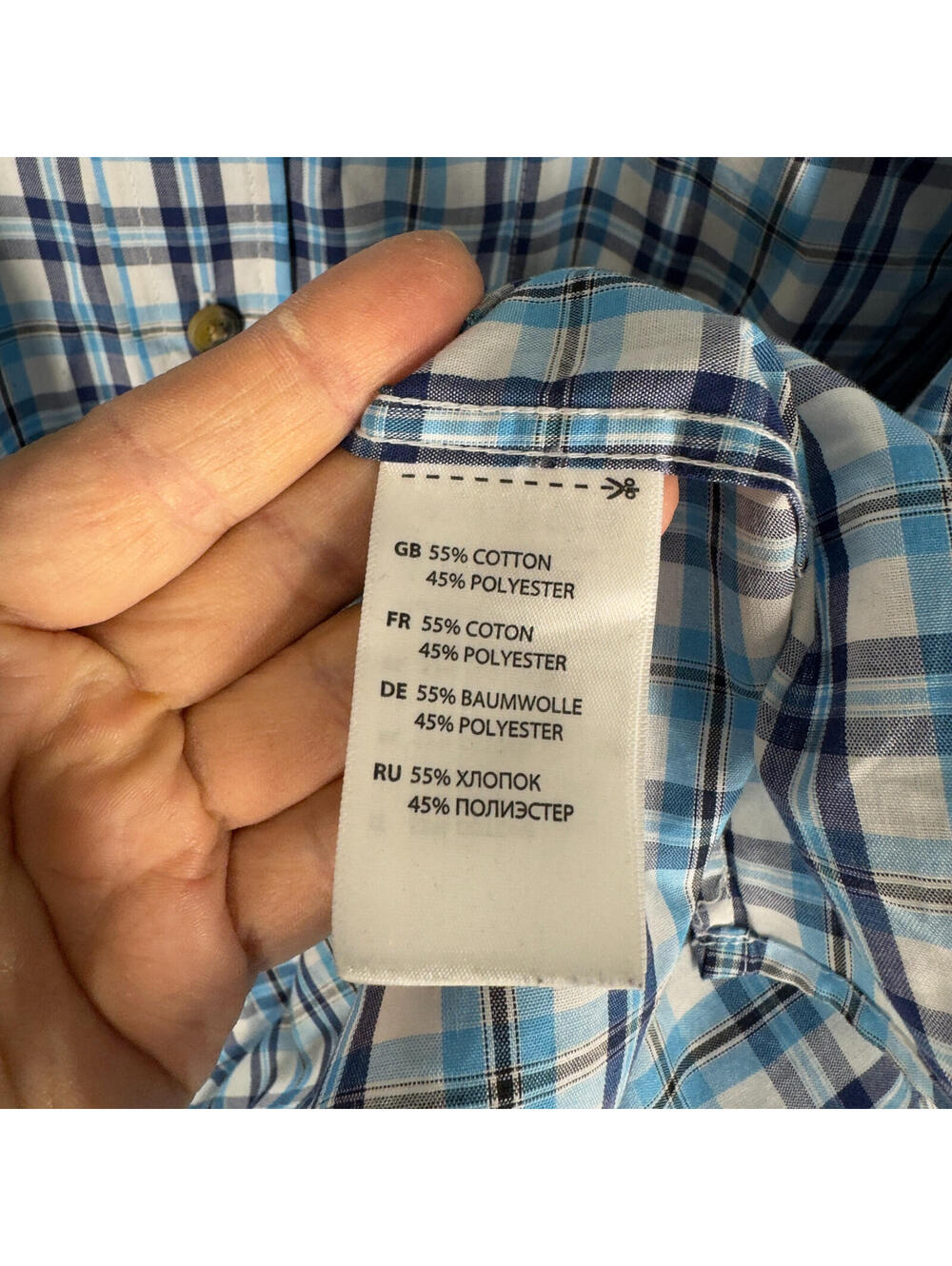 Harbor Bay Shirt Men 6XL Big Blue Plaid Button Up Collared Short Sleeve Pockets - Picture 6 of 7